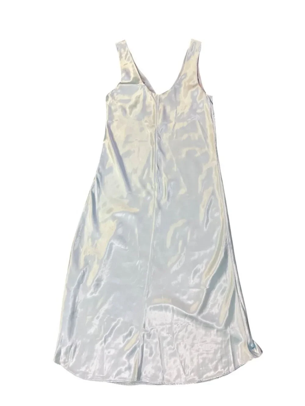 Vintage Kathryn Womens S Aqua Blue Satin Long Nightgown Sleeveless Used